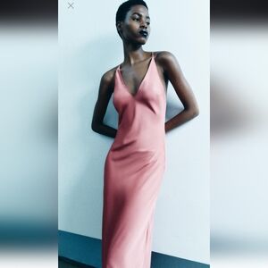BNWT! Zara satin slip dress with criss-cross back